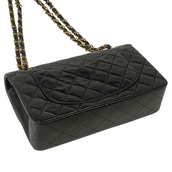 Chanel W Bag Matelasse Black Shoulder Flap Chain Leather - Picture 1 of 12